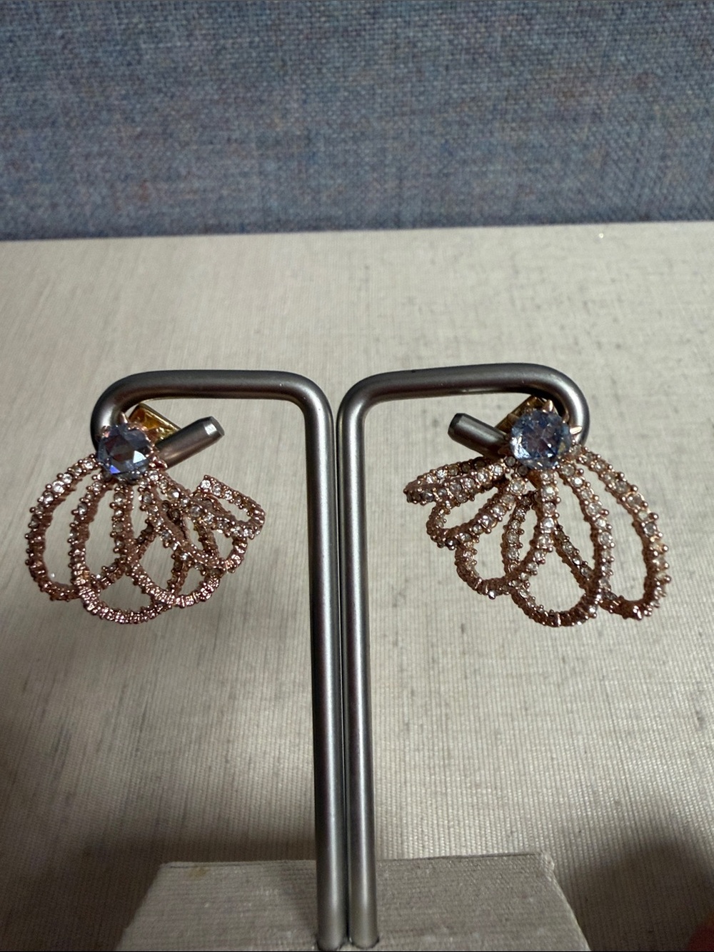 Alexis Bittar Rose Gold Crystal Lace Orbiting Post Earrings